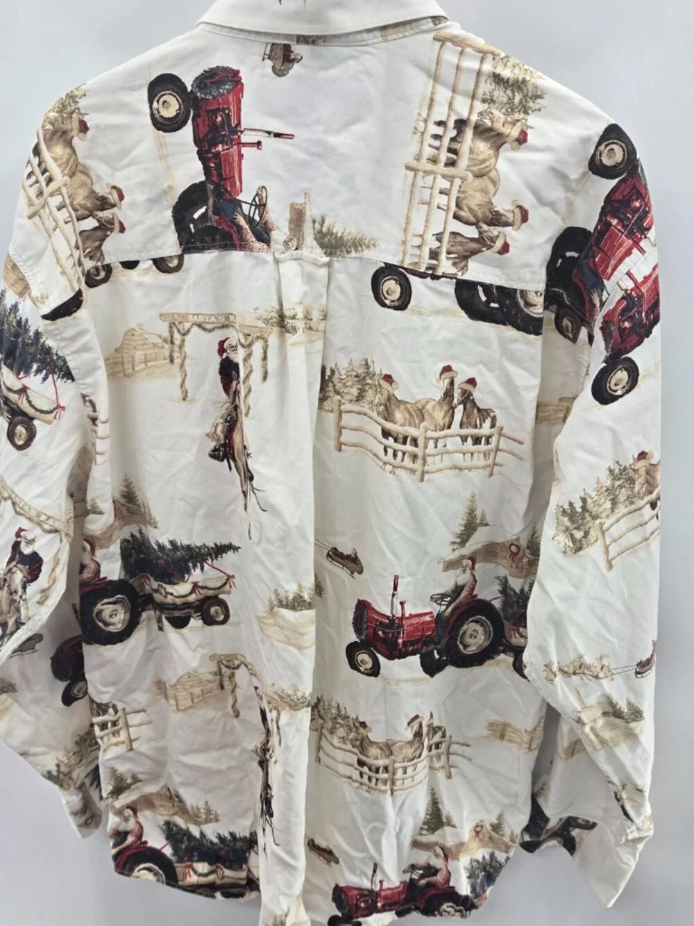 Vintage Bit & Bridle Western Christmas Santa Button Down Shirt Size XL - Picture 2 of 12